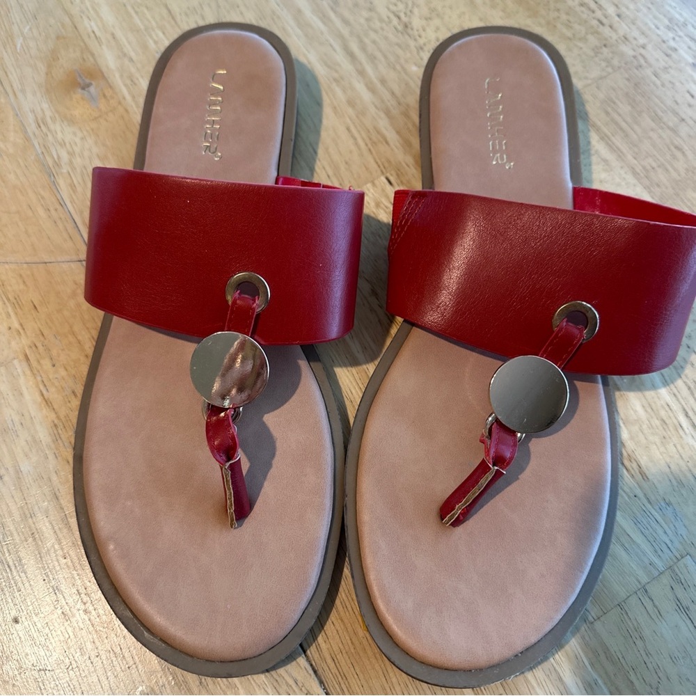 Lamber red sandals Size 10  RARE FIND!! Excellent Condition!